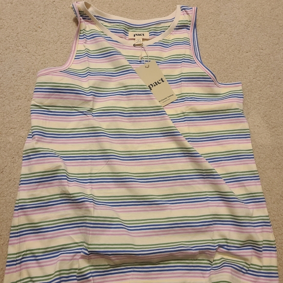 NWT Pact women's prism stripe soft spun high neck tank - Picture 6 of 7